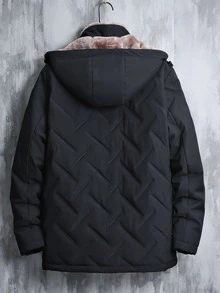 Manfinity Áo khoác đệm có mũ trùm đầu cho nam 1 chiếc Teddy - màu đen - Xem 2