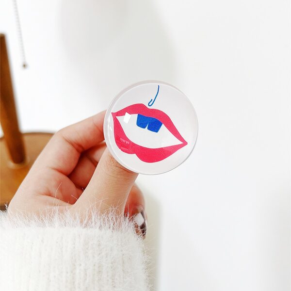 

Lip Pattern Stand-Out Phone Grip, White
