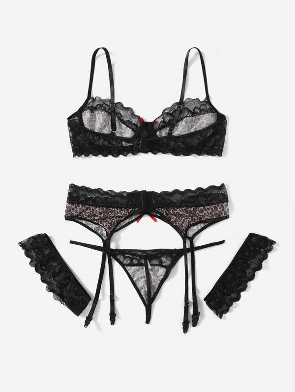 3 pacchi set lingerie leopardato maglia giarrettiera SHEIN ITALIA