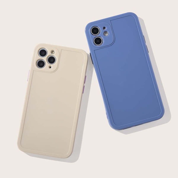 

2pcs Solid Phone Case, Coral pink