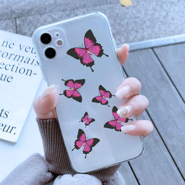 

Butterfly Painted Clear Phone Case, Multicolor