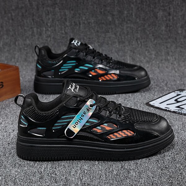 

Men Letter Tab Decor Skate Shoes, Black
