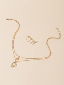 5pcs/set Rhinestone Decor Jewelry Set - Yellow Gold - View 2