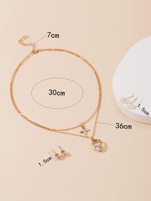 5pcs/set Rhinestone Decor Jewelry Set - Yellow Gold - View 3