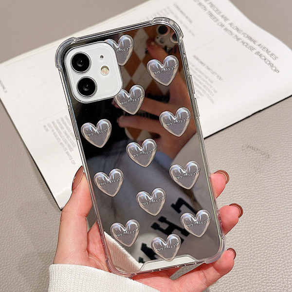 

Heart Decor Mirror Phone Case, Multicolor