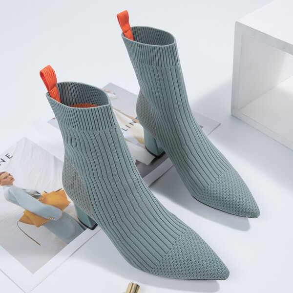 

Tab Decor Chunky Sock Boots, Mint green
