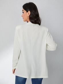 SHEIN Privé Blazer unicolor de manga fruncido con parte delantera abierta