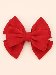 件聖誕紅布三層蝴蝶結髮夾 - 紅色 - 查看 1