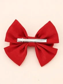 件聖誕紅布三層蝴蝶結髮夾 - 紅色 - 查看 2