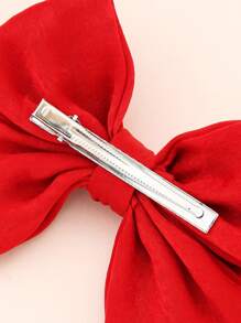 件聖誕紅布三層蝴蝶結髮夾 - 紅色 - 查看 3