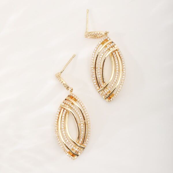 

Zircon Decor Drop Earrings, Gold