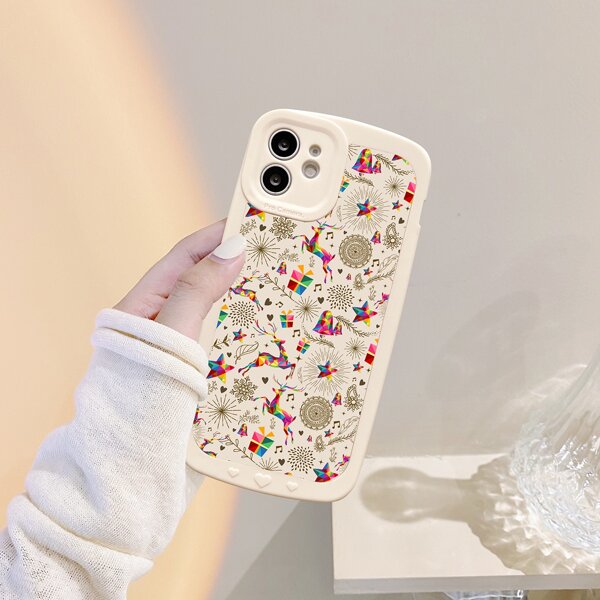 

Christmas Cartoon Graphic Phone Case, Multicolor