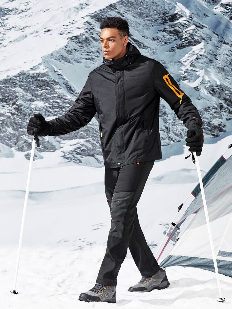 Boyfriend Style Men Letter Embroidery Drawstring Hooded Sports Jacket Workout Tops