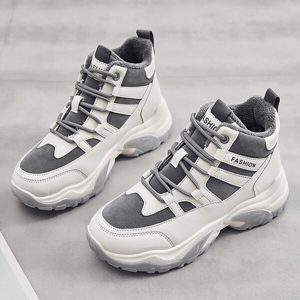 

Two Tone Lace-up Front High Top Sneakers, Grey
