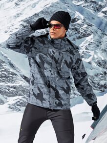 Manfinity Sport Corelite 男友风男式几何图案和标语印花运动夹克健身上衣 - 彩色 - 查看 1