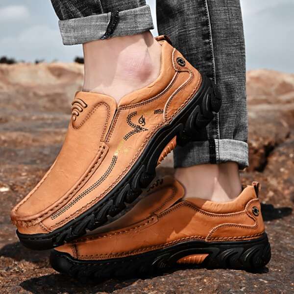 

Men Minimalist Slip On Loafers, Brown