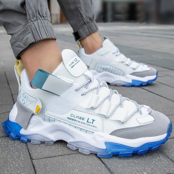 

Men Colorblock Lace Up Front Sneakers, White