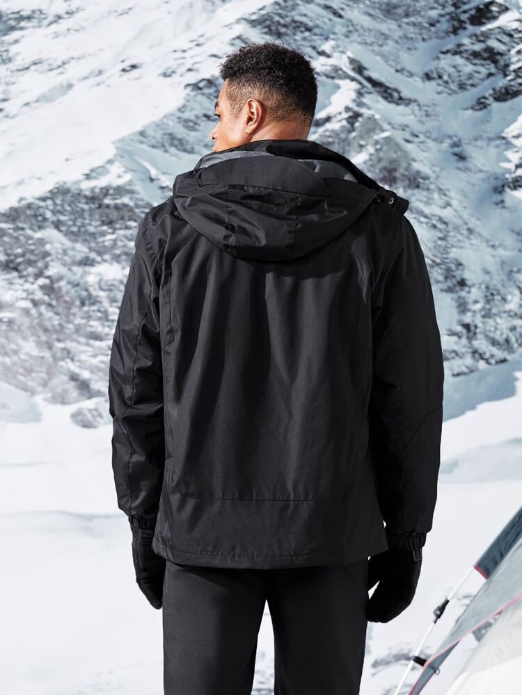 Boyfriend Style Men Letter Embroidery Drawstring Hooded Sports Jacket Workout Tops