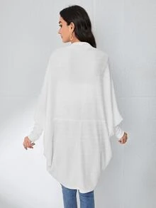 SHEIN 蝙蝠袖開門襟針織外套 - 白色 - 查看 2