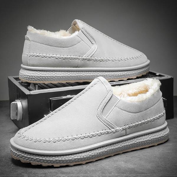 

Men Minimalist Fuzzy Loafers, Light grey