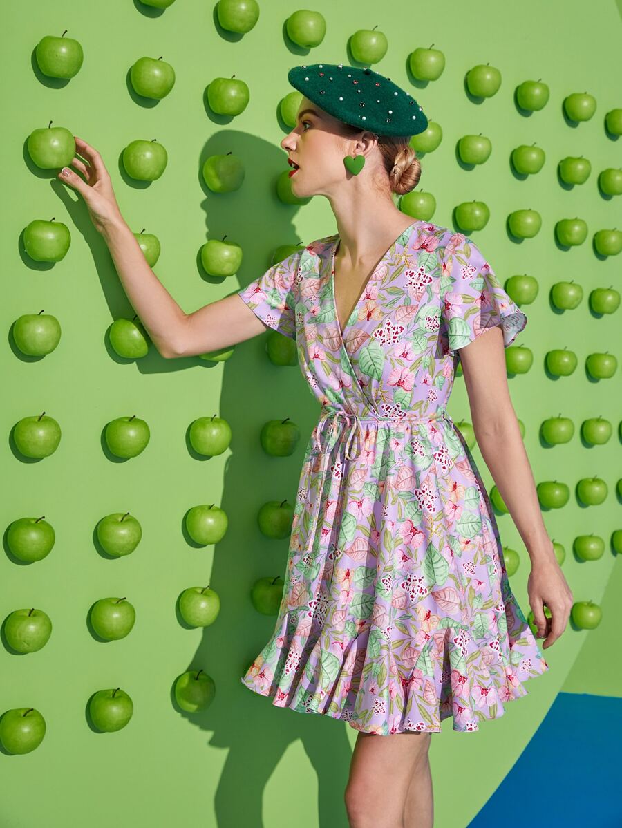 Ana Luiza Santi Đầm Thắt lưng Viên lá sen Trọn gói Hoa Boho - Nhiều màu - Xem 1