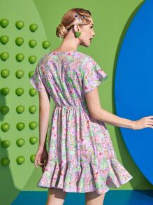 Ana Luiza Santi Đầm Thắt lưng Viên lá sen Trọn gói Hoa Boho - Nhiều màu - Xem 2