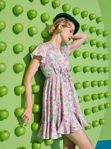 Ana Luiza Santi Đầm Thắt lưng Viên lá sen Trọn gói Hoa Boho - Nhiều màu - Xem 4