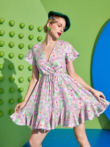 Ana Luiza Santi Đầm Thắt lưng Viên lá sen Trọn gói Hoa Boho - Nhiều màu - Xem 6