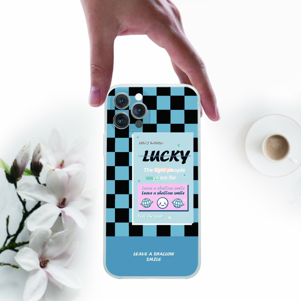 

Letter Graphic Checkered Phone Case, Multicolor