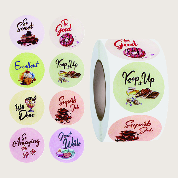 

1roll Food Print Sticker, Multicolor