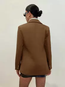 Aveloria Modichic Áo khoác công sở cổ ve hai hàng khuy - màu nâu - Xem 2