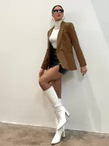 Aveloria Modichic Áo khoác công sở cổ ve hai hàng khuy - màu nâu - Xem 4