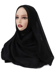 وشاح بسيط عادي - الأسود - مشاهدة 1