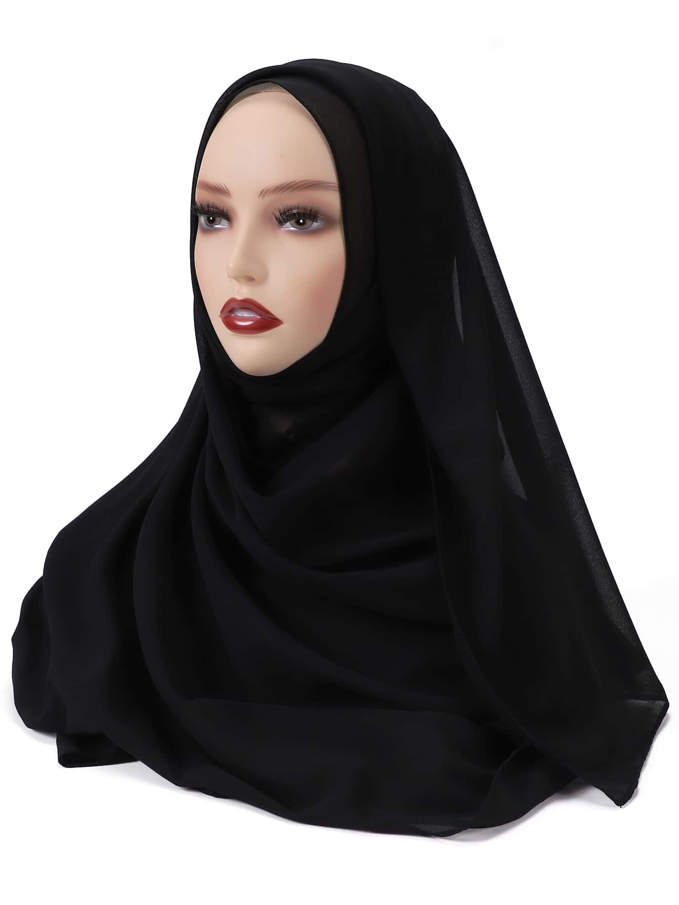 وشاح بسيط عادي - الأسود - مشاهدة 1