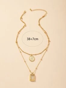 Collar a capas con diseño geométrico - Amarillo Oro - Ver 2