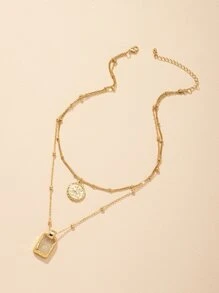 Collar a capas con diseño geométrico - Amarillo Oro - Ver 3