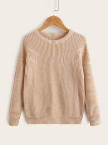 Niños Jersey de hombros caídos tejido de canalé - Albaricoque - Ver 1