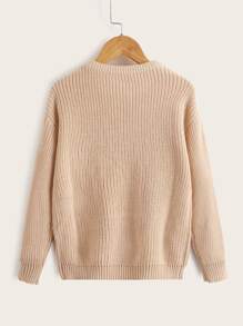 Niños Jersey de hombros caídos tejido de canalé - Albaricoque - Ver 2