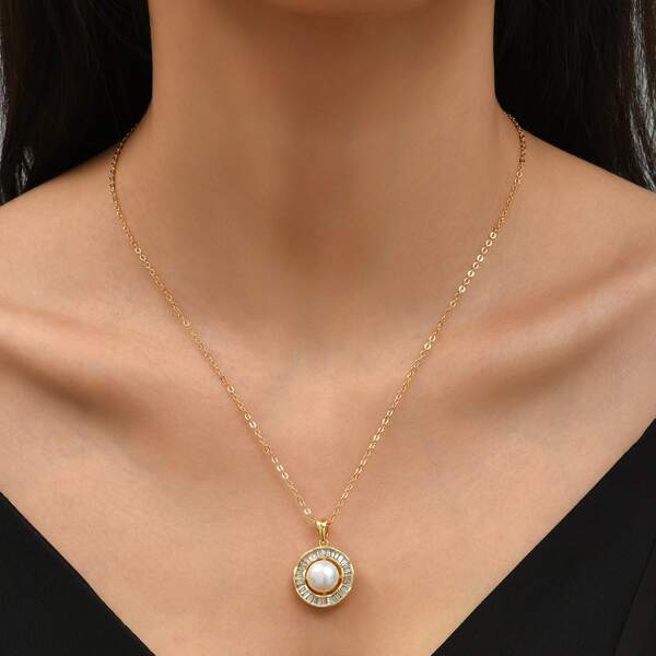 

18K Gold Plated Natural Pearl Charm Necklace