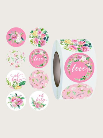 1roll Flower Print Gift Sticker