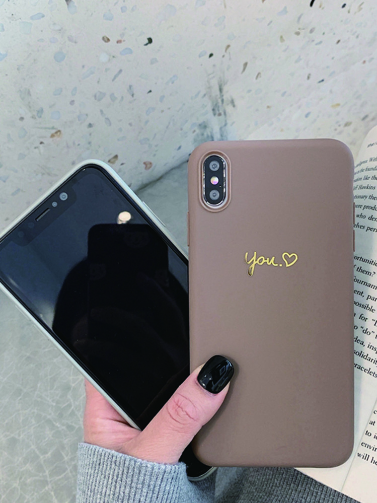 Letter Graphic Phone Case - Brown - View 3