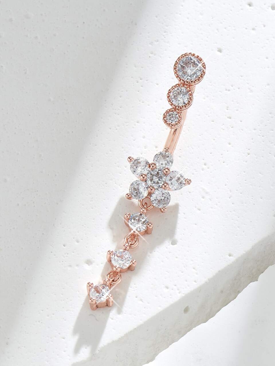 Perfect Piercing Rhinestone Flower Decor Navel Belly Ring Copper Rainbow Magnetic Septum Piercing Jewelry
