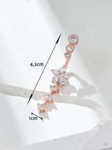 完美穿孔水鑽花朵裝飾臍環銅彩虹磁性隔膜穿孔首飾 - 玫瑰金 - 查看 3