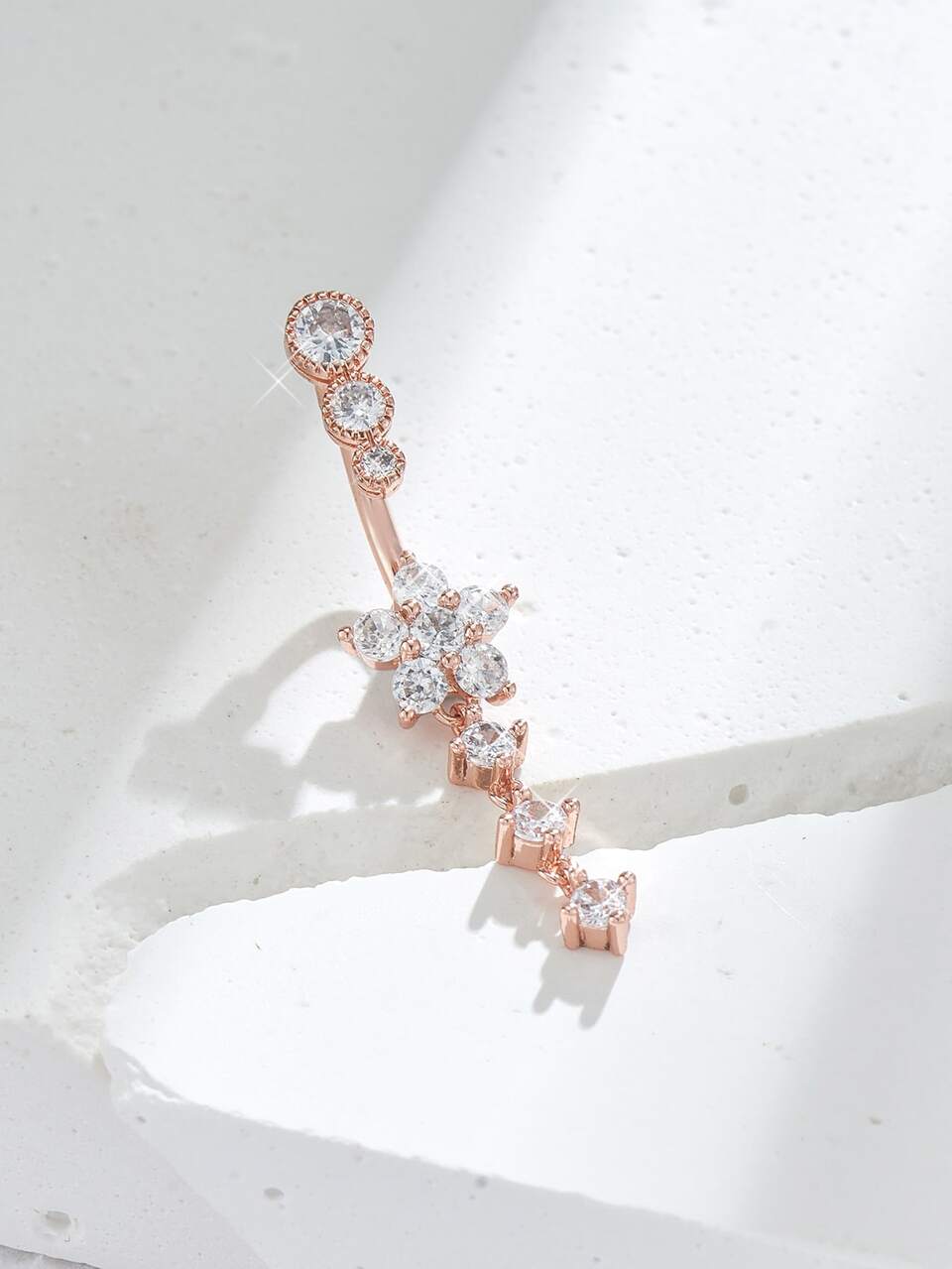 Perfect Piercing Rhinestone Flower Decor Navel Belly Ring Copper Rainbow Magnetic Septum Piercing Jewelry