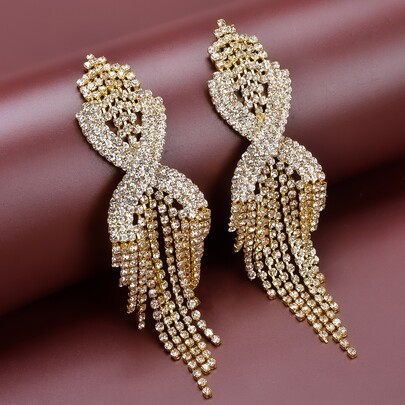 Rhinestone Tassel Decor Drop Earrings