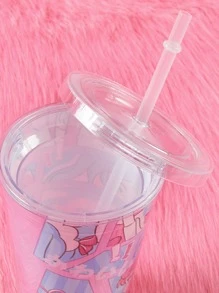 ROMWE Kawaii Cartoon & Japanese Character Print Tumbler - Multicolor - View 2