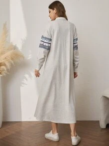 Đầm nỉ Địa lý Bảng Một nửa khóa kéo - Màu Xám nhạt - Xem 2