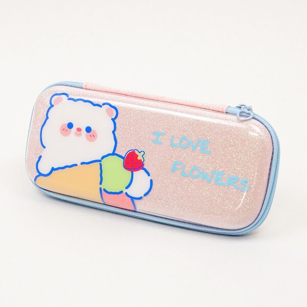 

Bear Print Pencil Bag, Pink