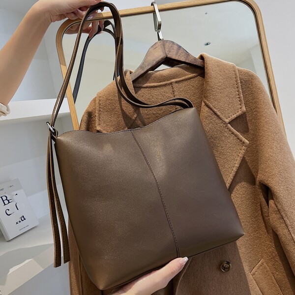 

Stitch Detail Bucket Bag, Maroon