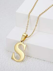 字母墜飾項鍊 - 金黃色 - 查看 1